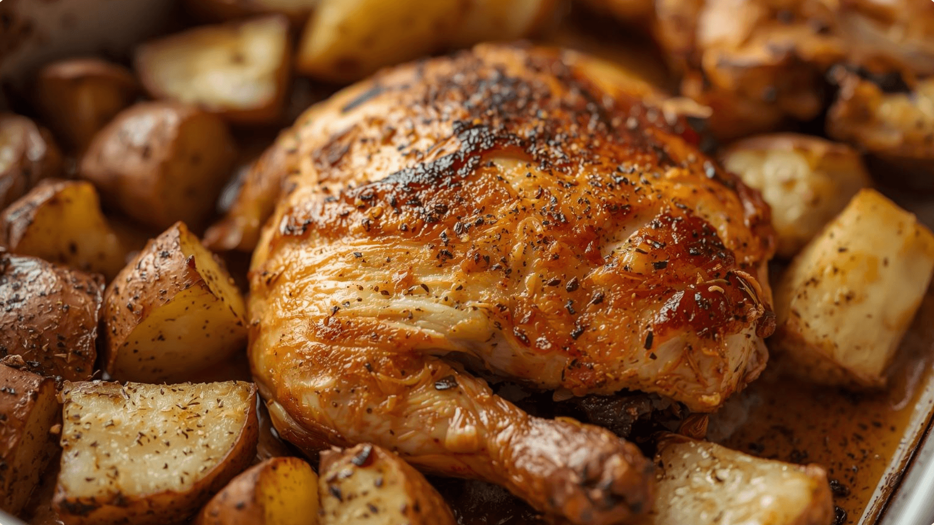 Piščančje stegno s pečenim krompirjem